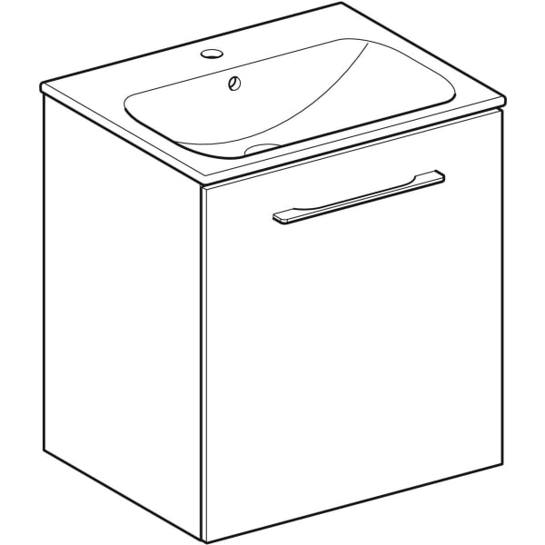 Geberit Selnova Square plonos konstrukcijos baldinis praustuvas, su apatine spintele, vienos durys, 60cm, pasirenkama spalva 4 Geberit Selnova Square plonos konstrukcijos baldinis praustuvas, su apatine spintele, vienos durys, 60cm, pasirenkama spalva 4