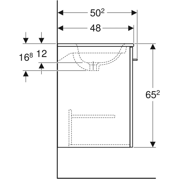 Geberit Selnova Square plonos konstrukcijos baldinis praustuvas, su apatine spintele, vienos durys, 60cm, pasirenkama spalva 1 Geberit Selnova Square plonos konstrukcijos baldinis praustuvas, su apatine spintele, vienos durys, 60cm, pasirenkama spalva 1