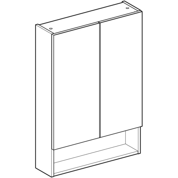 Geberit Selnova Square veidrodinė spintelė su dvejomis durelėmis ir dvejomis stiklinėmis lentynomis, 60x85cm, spalvų pasirinkimas 5