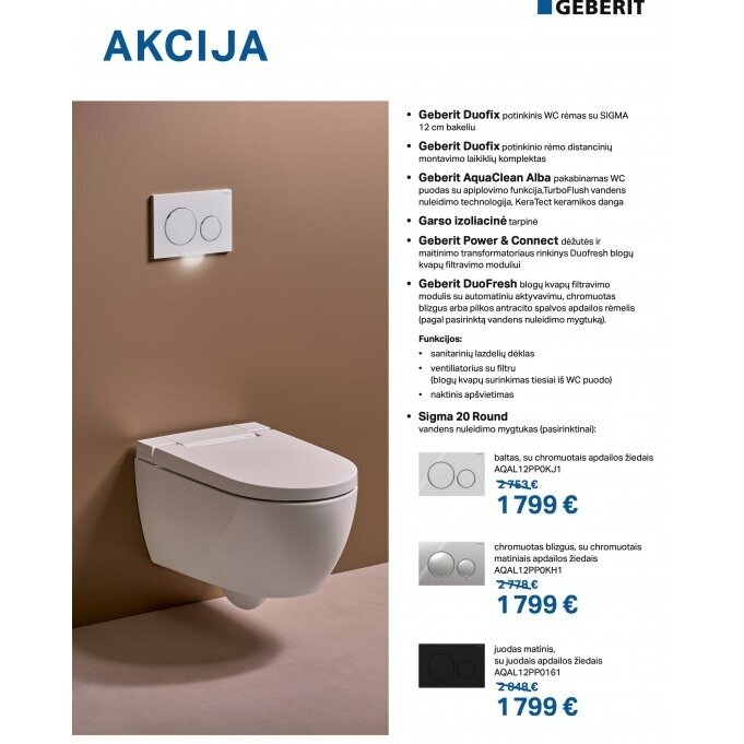 Geberit AquaClean Alba Premium Plus komplektas su Duofix Sigma WC instaliacine sistema ir DuoFresh automatinio įjungimo moduliu Geberit AquaClean Alba Premium Plus komplektas su Duofix Sigma WC instaliacine sistema ir DuoFresh automatinio įjungimo moduliu