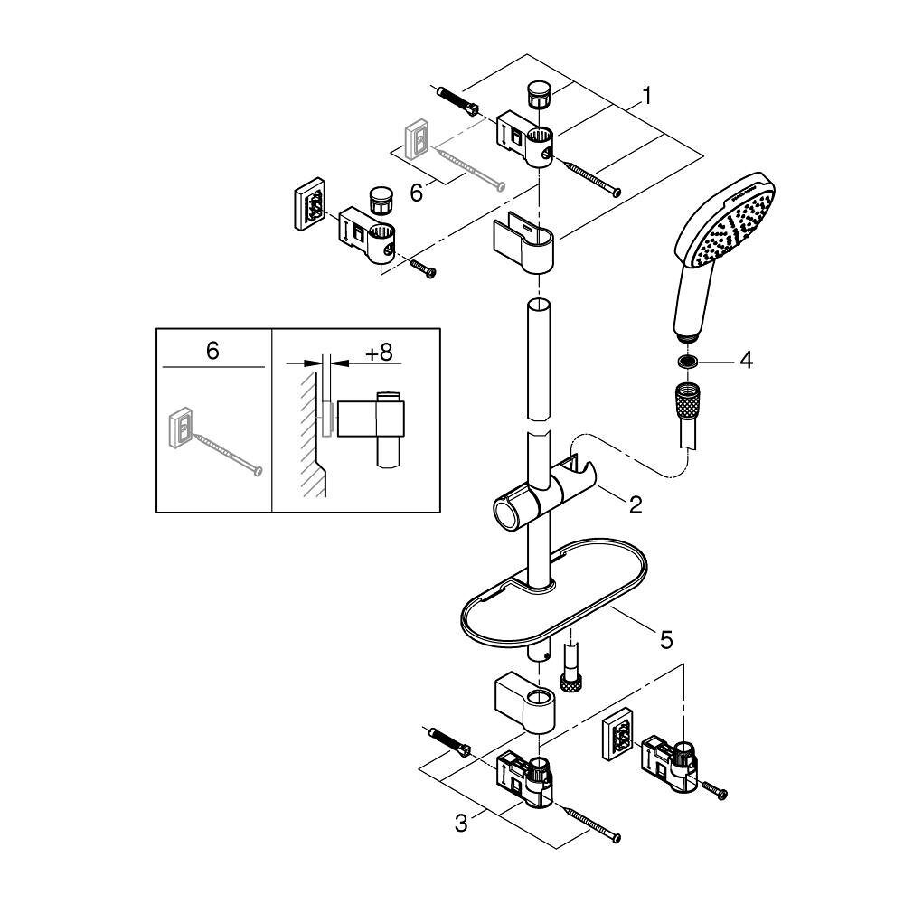 GROHE VITALIO COMFORT 110 dušo rinkinys 6 GROHE VITALIO COMFORT 110 dušo rinkinys 6