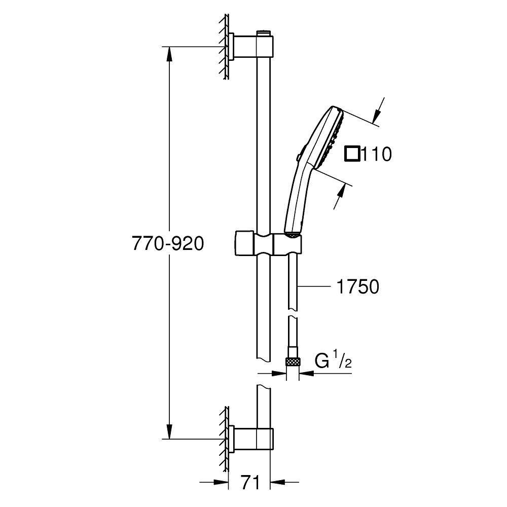 GROHE VITALIO COMFORT dušo komplektas 5 GROHE VITALIO COMFORT dušo komplektas 5