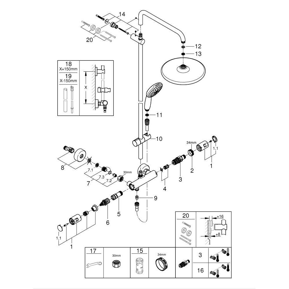 GROHE VITALIO START SYSTEM 250 termostatinė dušo sistema 6 GROHE VITALIO START SYSTEM 250 termostatinė dušo sistema 6