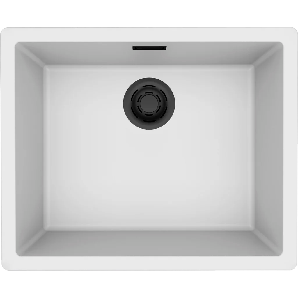 Granitinė plautuvė Elleci Zen Elite 105, balta K96, juodas ventilis Granitinė plautuvė Elleci Zen Elite 105, balta K96, juodas ventilis