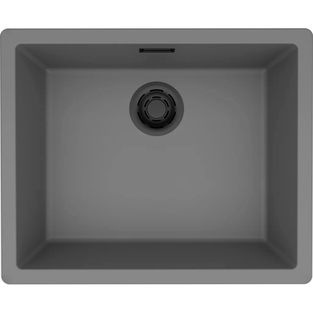 Granitinė plautuvė Elleci Zen Elite 105, pilka K99, juodas ventilis Granitinė plautuvė Elleci Zen Elite 105, pilka K99, juodas ventilis