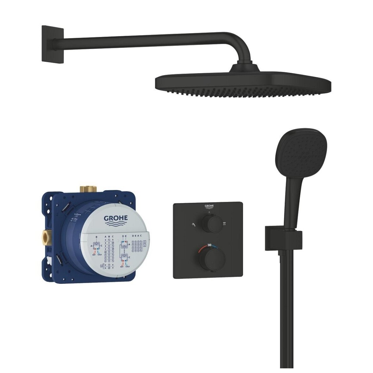 GROHE PRECISION potinkinė termostatinė dušo sistema 250 × 250 mm