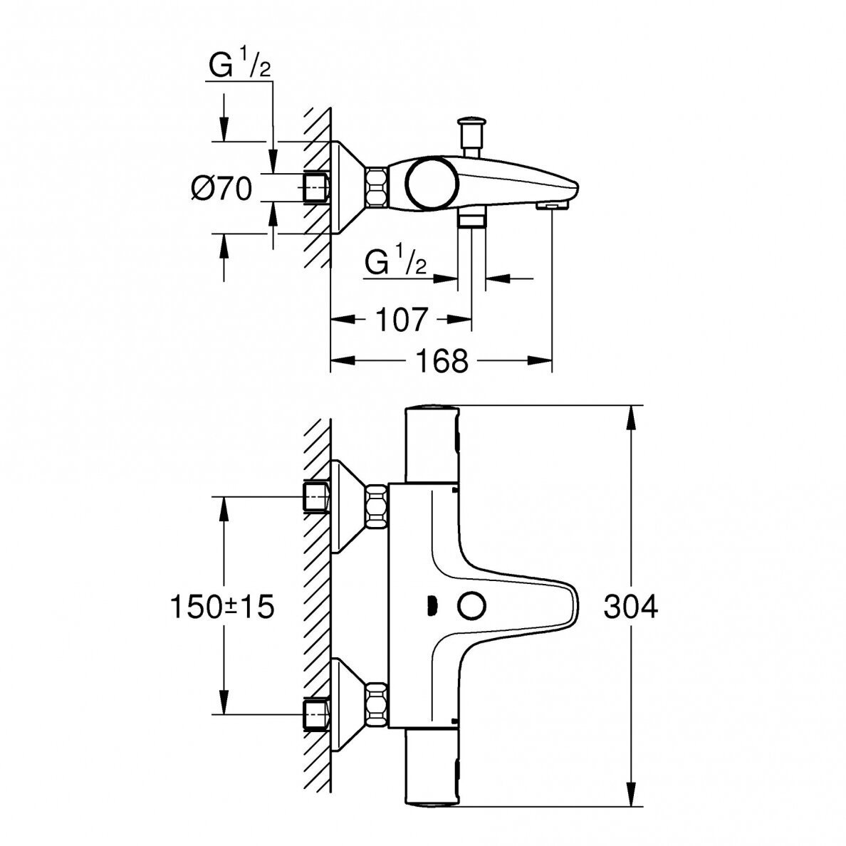 GROHE Precision Start termostatinis vonios maišytuvas su diverteriu 3