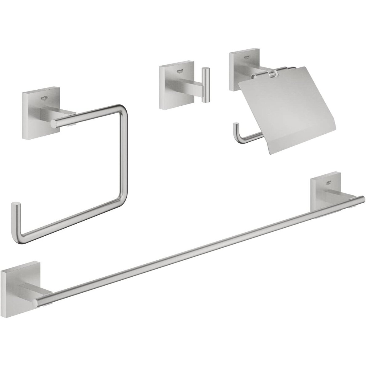GROHE Start Cube QuickFix Guest 4-in-1 vonios kambario aksesuarų rinkinys GROHE Start Cube QuickFix Guest 4-in-1 vonios kambario aksesuarų rinkinys