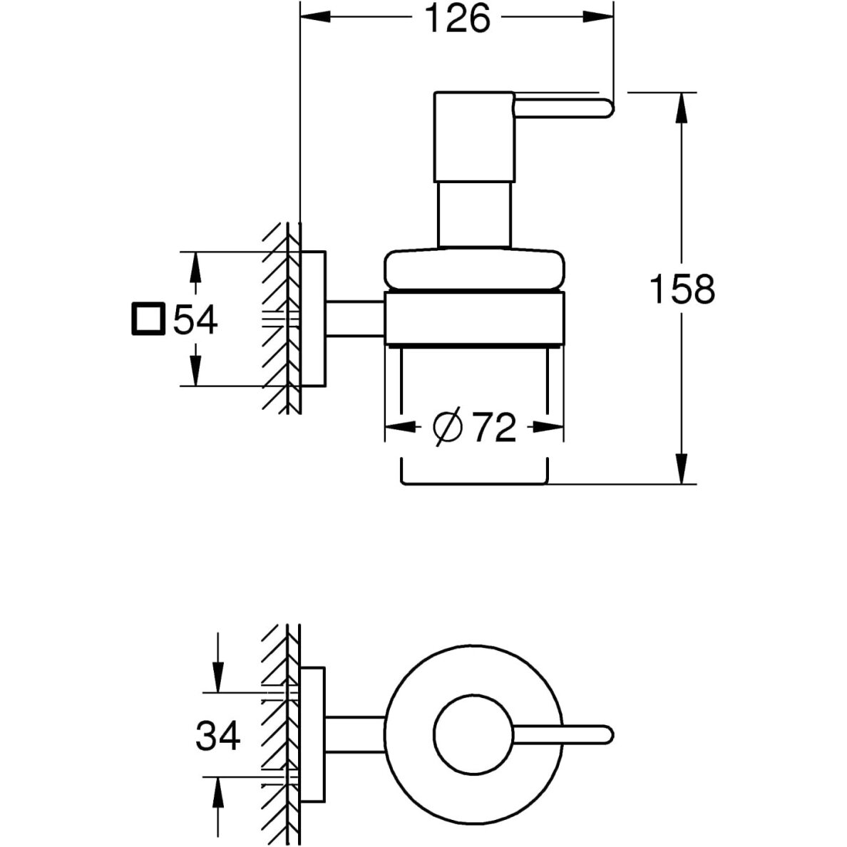 GROHE Start Cube QuickFix muilo dispenseris su laikikliu 1 GROHE Start Cube QuickFix muilo dispenseris su laikikliu 1