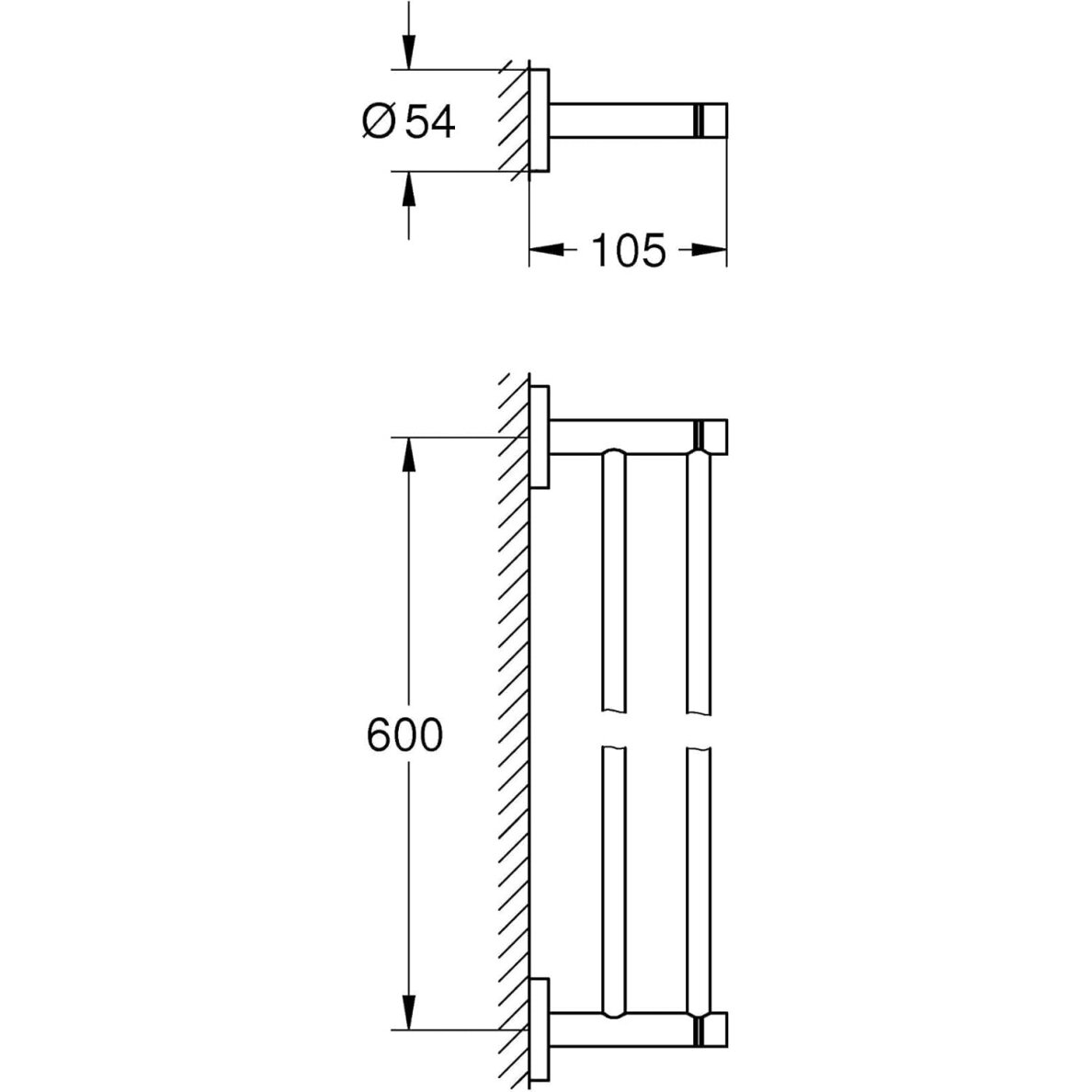 GROHE Start dvigubas rankšluosčių laikiklis (654 mm) 2