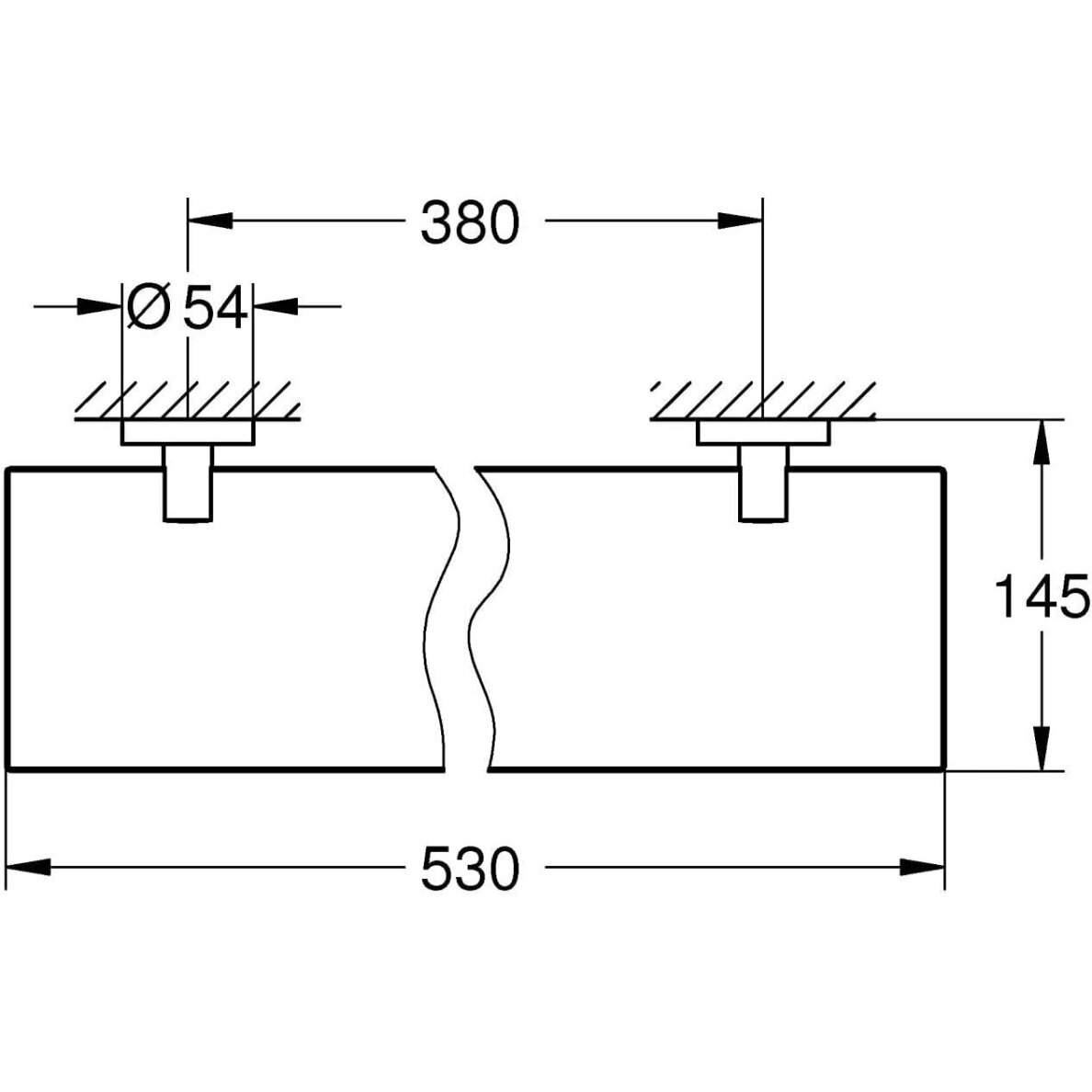 GROHE Start QuickFix stiklo lentynėlė su laikikliais (530mm) 2 GROHE Start QuickFix stiklo lentynėlė su laikikliais (530mm) 2