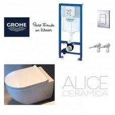 GROHE ir Alice Ceramica Unica RIMLESS su SLIM soft close WC komplektas