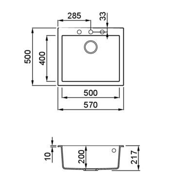 Granitinė plautuvė Elleci QUADRA 105 57x50 cemento G48 Granitinė plautuvė Elleci QUADRA 105 57x50 cemento G48