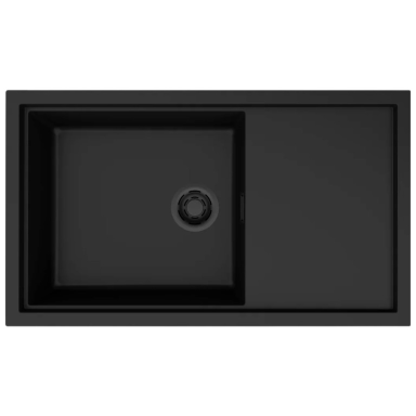 Granitinė plautuvė Elleci SINTESI 410 860x500x217, juoda K86, juodas ventilis Granitinė plautuvė Elleci SINTESI 410 860x500x217, juoda K86, juodas ventilis