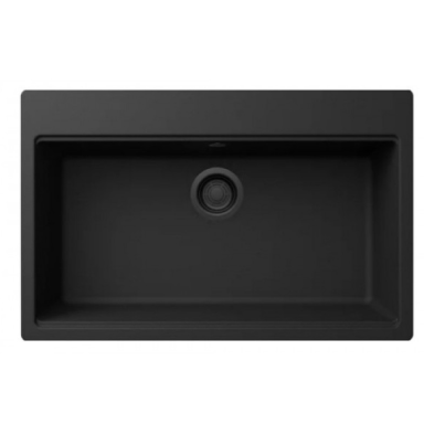 Granitinė plautuvė Elleci Time Black 130, juodas ventilis