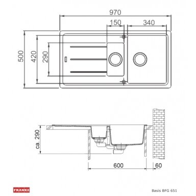 Granitinė plautuvė Franke Basis BFG 651 Granitinė plautuvė Franke Basis BFG 651