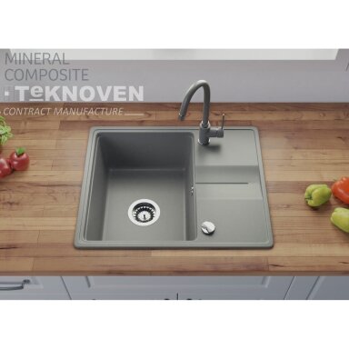 Pilkos spalvos granitinė plautuvė TEKNOVEN ASPIRO 1 60 x 50 cm (AS-S10-KA)