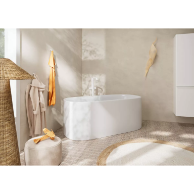 Grindinis vonios maišytuvas su rankiniu dušu Hansgrohe Tecturis S, balta matinė Grindinis vonios maišytuvas su rankiniu dušu Hansgrohe Tecturis S, balta matinė