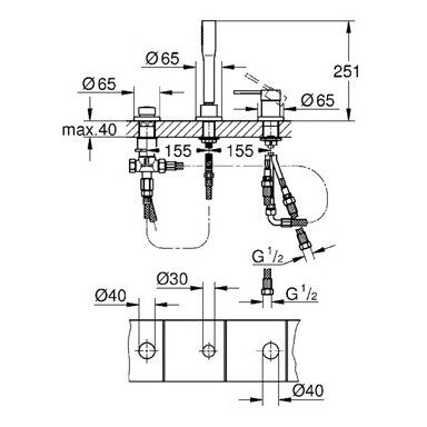 Grohe 3 dalių maišytuvas voniai Essence New Grohe 3 dalių maišytuvas voniai Essence New