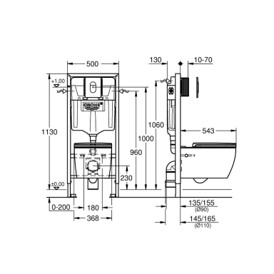 GROHE (5in1) potinkinio WC rėmo Rapid SL su chromuotu mygtuku Arena Cosmopolitan ir unitazo Bau Ceramic su lėtai nusileidžiančiu dangčiu komplektas GROHE (5in1) potinkinio WC rėmo Rapid SL su chromuotu mygtuku Arena Cosmopolitan ir unitazo Bau Ceramic su lėtai nusileidžiančiu dangčiu komplektas