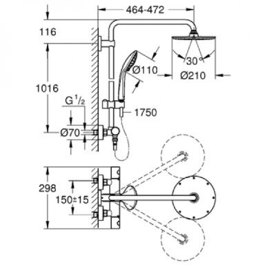 Grohe dušo komplektas su termostatiniu maišytuvu Euphoria XXL System 210 27964000 Grohe dušo komplektas su termostatiniu maišytuvu Euphoria XXL System 210 27964000