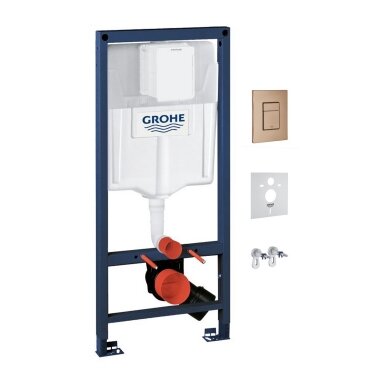 Grohe potinkinio WC rėmo komplektas 4 in 1 su Skate Cosmopolitan braižyto vario mygtuku