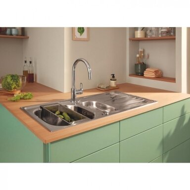 GROHE Start Loop QuickFix plautuvės maišytuvas su C-formos snapu ir ištraukiamu dušeliu