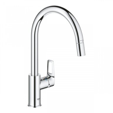 GROHE Start Loop QuickFix plautuvės maišytuvas su C-formos snapu ir ištraukiamu dušeliu
