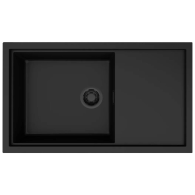 Granitinė plautuvė Elleci SINTESI 410 860x500x217, juoda K86, juodas ventilis