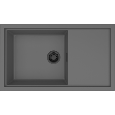 Granitinė plautuvė Elleci SINTESI 410 860x500x217, pilka K99, juodas ventilis