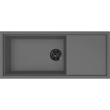 Granitinė plautuvė Elleci SINTESI 510 1160x500x200, pilka K99, juodas ventilis Granitinė plautuvė Elleci SINTESI 510 1160x500x200, pilka K99, juodas ventilis