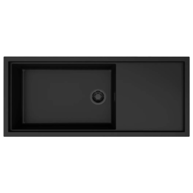 Granitinė plautuvė Elleci SINTESI 510 1160x500x217, juoda K86, juodas ventilis Granitinė plautuvė Elleci SINTESI 510 1160x500x217, juoda K86, juodas ventilis