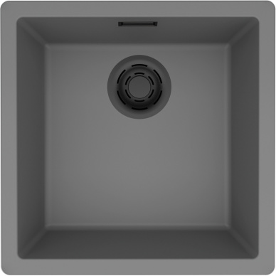 Granitinė plautuvė Elleci Zen Elite 102, pilka K99, juodas ventilis Granitinė plautuvė Elleci Zen Elite 102, pilka K99, juodas ventilis