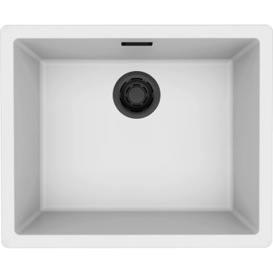 Granitinė plautuvė Elleci Zen Elite 105, balta K96, juodas ventilis