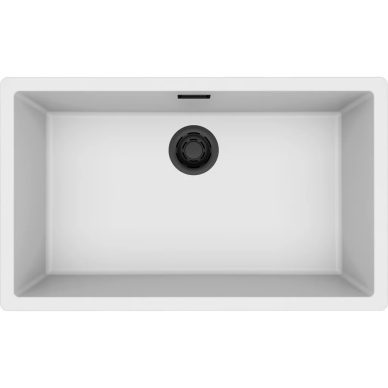 Granitinė plautuvė Elleci Zen Elite 130, balta K96, juodas ventilis
