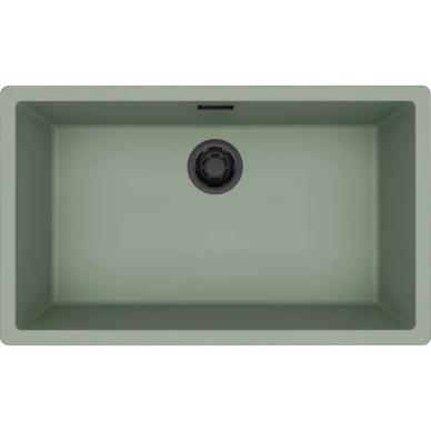 Granitinė plautuvė Elleci Zen Elite 130, žalsva K82, juodas ventilis