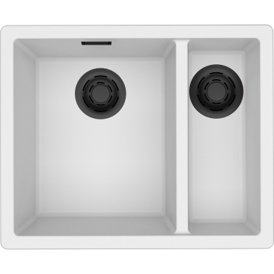 Granitinė plautuvė Elleci Zen Elite 150, balta K96, juodas ventilis