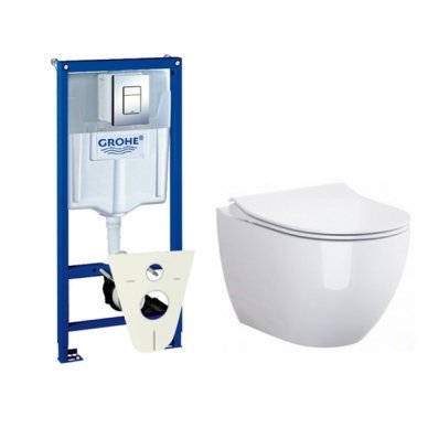 GROHE ir Cersanit RIMLESS su SLIM soft close komplektas