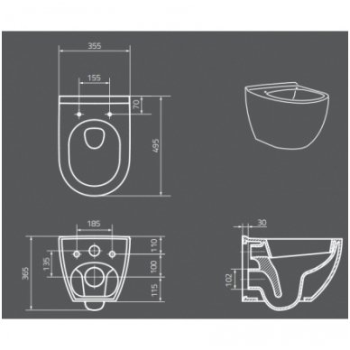 GROHE ir Cersanit RIMLESS su SLIM soft close komplektas 4 GROHE ir Cersanit RIMLESS su SLIM soft close komplektas 4