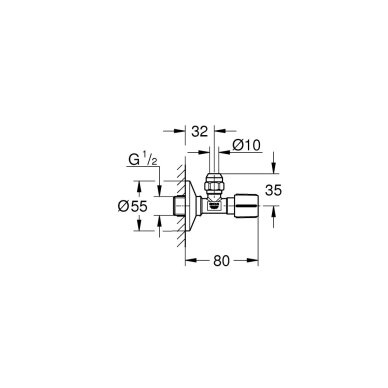 GROHE kampinis ventilis 1/2" x 3/8" 1 GROHE kampinis ventilis 1/2" x 3/8" 1