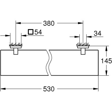 GROHE Start Cube QuickFix stiklo lentynėlė su laikikliais (530mm) 2 GROHE Start Cube QuickFix stiklo lentynėlė su laikikliais (530mm) 2