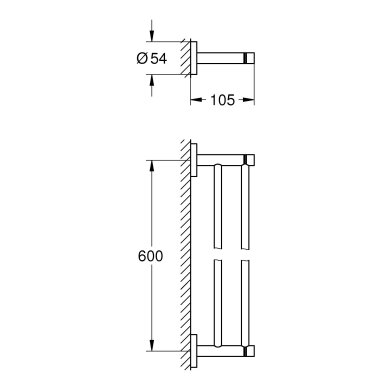 GROHE Start dvigubas rankšluosčių laikiklis (654 mm) 3 GROHE Start dvigubas rankšluosčių laikiklis (654 mm) 3