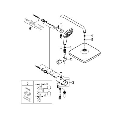 GROHE VITALIO COMFORT 250 dušo sistema, blizgus chromas 6 GROHE VITALIO COMFORT 250 dušo sistema, blizgus chromas 6