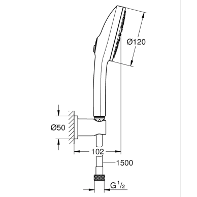 GROHE - VITALIO JOY+ 120 mm aukso spalvos dušo rinkinys 5 GROHE - VITALIO JOY+ 120 mm aukso spalvos dušo rinkinys 5