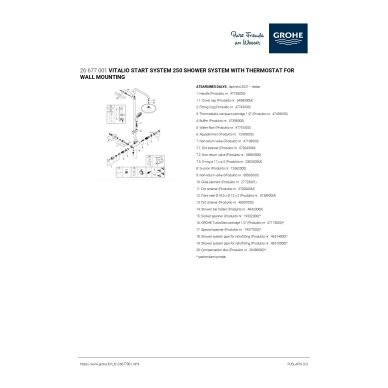 TERMOSTATINĖ DUŠO SISTEMA GROHE VITALIO START 250 CUBE CHROMAS 5 TERMOSTATINĖ DUŠO SISTEMA GROHE VITALIO START 250 CUBE CHROMAS 5