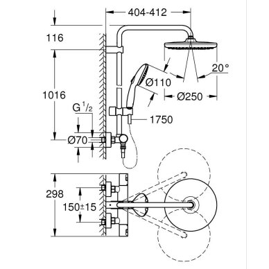 GROHE VITALIO START SYSTEM 250 termostatinė dušo sistema 5 GROHE VITALIO START SYSTEM 250 termostatinė dušo sistema 5