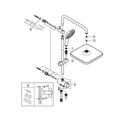GROHE VITALIO COMFORT 250 dušo sistema 8 GROHE VITALIO COMFORT 250 dušo sistema 8