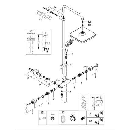 GROHE VITALIO COMFORT 250 termostatinė dušo sistema 6 GROHE VITALIO COMFORT 250 termostatinė dušo sistema 6