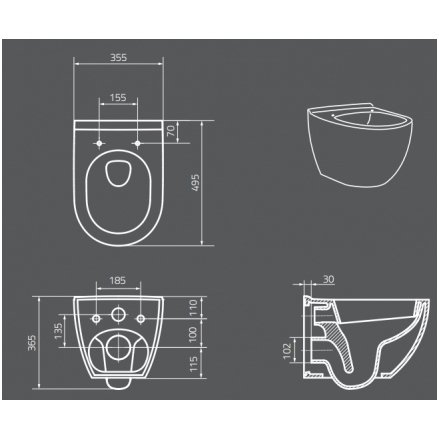 GROHE ir Cersanit RIMLESS su SLIM soft close komplektas 4 GROHE ir Cersanit RIMLESS su SLIM soft close komplektas 4