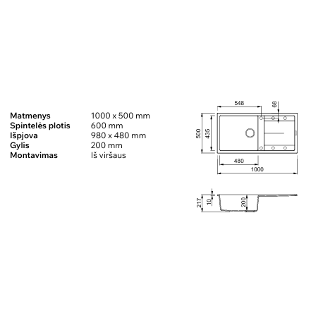 Granitinė plautuvė Elleci UNICO 480, ruda G43 1 Granitinė plautuvė Elleci UNICO 480, ruda G43 1